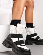  Ghete de zăpadă Negru-Alb Slip-on Matlasate Florine