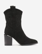  Ghete Negre Cowboy cu toc decorate cu broderie Mevael