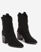  Ghete Negre Cowboy cu toc decorate cu broderie Mevael