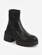  Ghete Negre pe Talpă Groasă cu Toc Gros și Carâmb Elastic Irinara