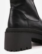  Ghete Negre pe Talpă Groasă cu Toc Gros și Carâmb Elastic Irinara
