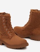 Ghete Plate Maro Stil Worker cu Blană Tip Miel Nevatte