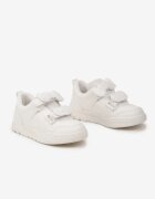  Ghete Sport Albe cu Branț din Piele și cu Aplicații Decorative cu Velcro Lanittes