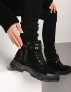  Ghete trapper Negre cu talpă groasă Beanika