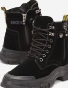  Ghete trapper Negre cu talpă groasă Beanika