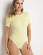 giorgia Body Galben din Viscoză Decorat cu Bordură și Decupaj la Spate Redissia