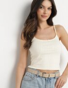 giorgia Top Bej Reiat din Vâscoză cu Bretele Decorat cu Fundiță Iffomare