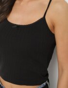 giorgia Top Negru Reiat din Vâscoză cu Bretele Decorat cu o Fundă Iffomare