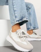 givana Adidași Alb-Bej cu Talpă Groasă cu Bandă Decorativă Alutra
