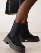 givana Botine cu talpă joasă (tip chelsea) cu textură de piele întoarsă pe talpă cu profil Irisia Negre