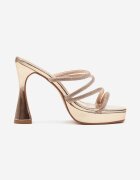 givana Papuci Șampanie pe Toc Conic cu Barete cu Zirconii Pollaenne