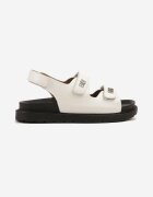 givana Sandale Albe cu închidere Velcro decorate cu aplicații metalice Marulissa