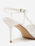givana Sandale Albe din Plasă cu Toc Stiletto cu Vârful Decorat cu Mărgele Riovela