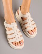 givana Sandale bej cu închidere velcro tip gladiator Sorlinia