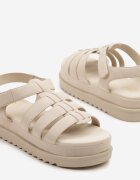 givana Sandale bej cu închidere velcro tip gladiator Sorlinia