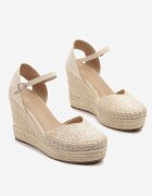 givana Sandale Bej Espadrile cu Împletitură pe Pană Weanise