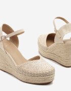 givana Sandale Bej Espadrile cu Împletitură pe Pană Weanise