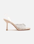 givana Sandale Bej Transparente cu toc Stiletto decorate cu zirconii Atenaia