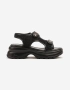 givana Sandale Negre în Stil Sportiv pe Talpă Embosată cu Scai Nimirosa