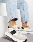 givana Sneakers Bej cu Negru pe Talpă Groasă cu Curea Decorativă Alutra