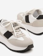givana Sneakers Bej cu Negru pe Talpă Groasă cu Curea Decorativă Alutra
