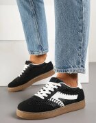 givana Sneakers Negri Iconici cu Cusături Decorative și Tweed Koriarea