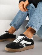 givana Sneakers Negri Iconici cu Cusături Decorative și Tweed Koriarea