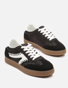 givana Sneakers Negri Iconici cu Cusături Decorative și Tweed Koriarea