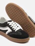 givana Sneakers Negri Iconici cu Cusături Decorative și Tweed Koriarea