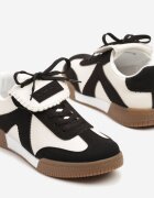 givana Sneakers Negru-Bej cu Limbă Decorativă Alaviela