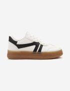 givana Sneakersi Alb-Negri în Stilul Tenisilor Cult cu Cusături Decorative Alanithra