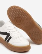 givana Sneakersi Alb-Negri în Stilul Tenisilor Cult cu Cusături Decorative Alanithra