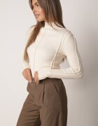 glo-story Asortat Cu guler înalt din tricot ribat cu cusături decorative Moonia Bej