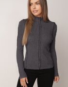 glo-story Asortat cu guler înalt din tricot ribat cu cusături decorative Moonia Gri închis