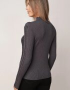 glo-story Asortat cu guler înalt din tricot ribat cu cusături decorative Moonia Gri închis