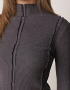 glo-story Asortat cu guler înalt din tricot ribat cu cusături decorative Moonia Gri închis