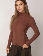 glo-story Asortat Cu guler înalt din tricot ribat cu cusături decorative Moonia Maro