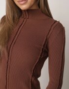 glo-story Asortat Cu guler înalt din tricot ribat cu cusături decorative Moonia Maro