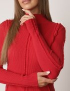glo-story Asortat Cu guler înalt din tricot ribat cu cusături decorative Moonia Roșu