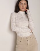 glo-story Bluză Albă din Bumbac Stil Longsleeve cu Guler semi-înalt cu Imprimeu Literar Azelenia