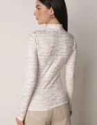 glo-story Bluză Albă din Bumbac Stil Longsleeve cu Guler semi-înalt cu Imprimeu Literar Azelenia