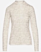 glo-story Bluză Albă din Bumbac Stil Longsleeve cu Guler semi-înalt cu Imprimeu Literar Azelenia
