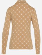 glo-story Bluză Bej Din Bumbac Cu Guler Semi-înalt Tip Longsleeve Cu Model Geometric Tilianna