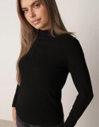 glo-story Bluză cu guler înalt din tricot elastic Munita Neagră