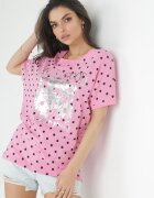 glo-story Bluză Roz Oversize cu Imprimeu Metalic Chethy