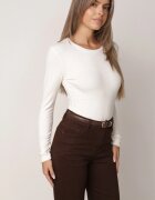 glo-story Bluză simplă cu mânecă lungă finisată cu o căptușeală ușoară Topaza Albă