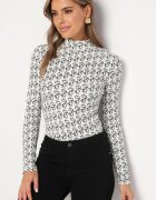 glo-story Bluză tip golf Alb-Negru Din Bumbac cu Litere Decorative Stelirea