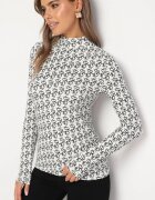 glo-story Bluză tip golf Alb-Negru Din Bumbac cu Litere Decorative Stelirea