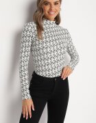 glo-story Bluză tip golf Alb-Negru Din Bumbac cu Litere Decorative Stelirea