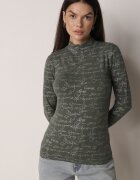 glo-story Bluză Verde din bumbac stil Longsleeve cu maletă cu imprimeu cu litere Azarenia